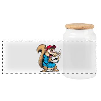 squirrel - Panoramic Cookie Jar with Wooden Lid - white - Front