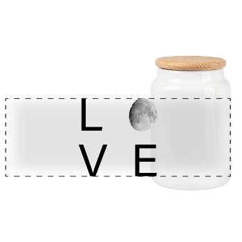 Silhouette minimale de lune au clair de lune - Boîte à biscuits avec couvercle en bois - blanc - Devant