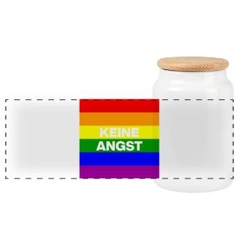 KEINE ANGST VOR FASCHISTEN, NO NZS, NIE WIEDER - Panorama Keksdose mit Holzdeckel - Weiß - Vorne