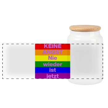 KEINE ANGST NIE WIEDER IST JETZT,  NO NZS, NO AFD - Panorama Keksdose mit Holzdeckel - Weiß - Vorne