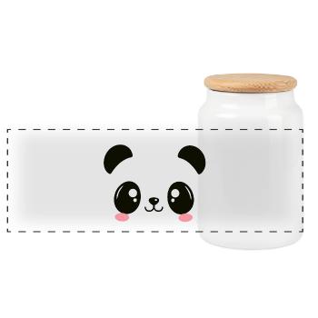 T-shirt Panda Mignon Style Kawaii - Boîte à biscuits avec couvercle en bois - blanc - Devant