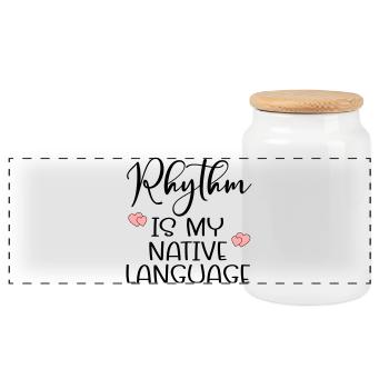 Rhythm Dance Language - Panoramic Cookie Jar with Wooden Lid - white - Front