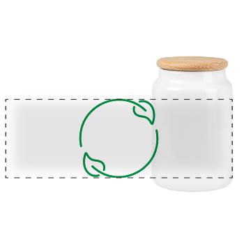Icône de ligne de feuilles recyclée Symbole de nature écologique circulaire - Boîte à biscuits avec couvercle en bois - blanc - Devant