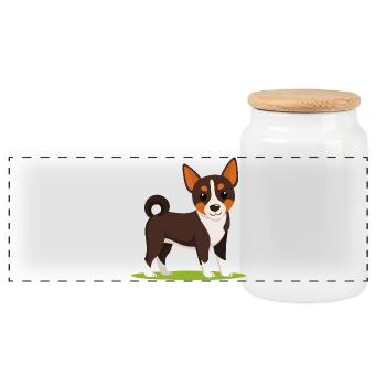 Pinscher miniature (bande dessinée) - Boîte à biscuits avec couvercle en bois - blanc - Devant
