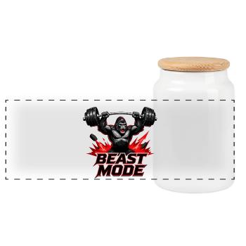 Gorilla Lifter Mode - Panoramic Cookie Jar with Wooden Lid - white - Front