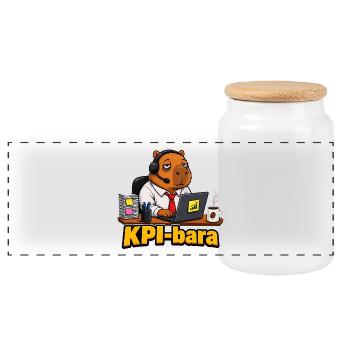 T-shirt drôle drôle de bureau de capybara d’entreprise KPIbara - Boîte à biscuits avec couvercle en bois - blanc - Devant