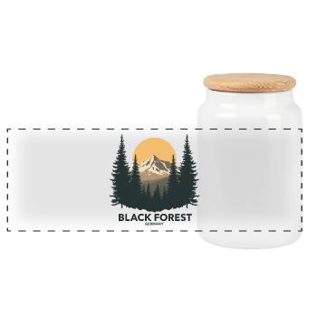 Schwarzwald Black Forest Heritage Badge - Panoramic Cookie Jar with Wooden Lid - white - Front