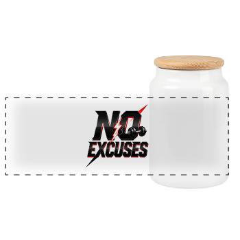 No Excuses Powerlift - Panoramic Cookie Jar with Wooden Lid - white - Front