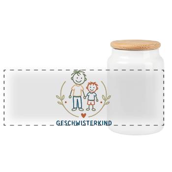 Geschwisterkind Brüder Illustration - Panorama Keksdose mit Holzdeckel - Weiß - Vorne