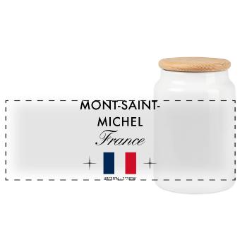 Mont Saint Michel Frankreich Koordinaten Reise - Panorama Keksdose mit Holzdeckel - Weiß - Vorne