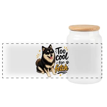 Le Lapphund finlandais trop cool - Boîte à biscuits avec couvercle en bois - blanc - Devant