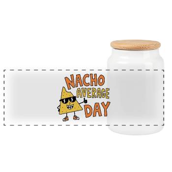 Nacho Journée moyenne Jeu de mots comique sur la cuisine mexicaine - Boîte à biscuits avec couvercle en bois - blanc - Devant