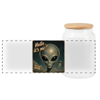 ALIEN - Hello it's me - Panoramic Cookie Jar with Wooden Lid - white - Front