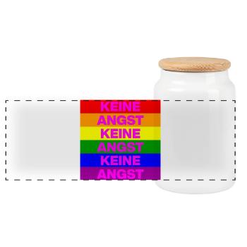 KEINE ANGST, NO NZS, NIE WIEDER, ANTIFASCHISMUS - Panorama Keksdose mit Holzdeckel - Weiß - Vorne