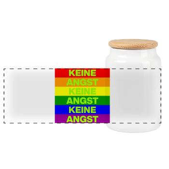 KEINE ANGST, NO NZS, NIE WIEDER, ANTIFASCHISMUS - Panorama Keksdose mit Holzdeckel - Weiß - Vorne