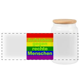 AUFSTEHEN GEGEN RECHTE MENSCHEN NIE WIEDER, NO NZS - Panorama Keksdose mit Holzdeckel - Weiß - Vorne