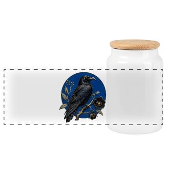Grand Corbeau Gothique Botanique - Boîte à biscuits avec couvercle en bois - blanc - Devant