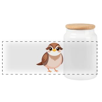 Baby sparrow - Panoramic Cookie Jar with Wooden Lid - white - Front