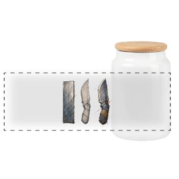 Lames géométriques III - Boîte à biscuits avec couvercle en bois - blanc - Devant