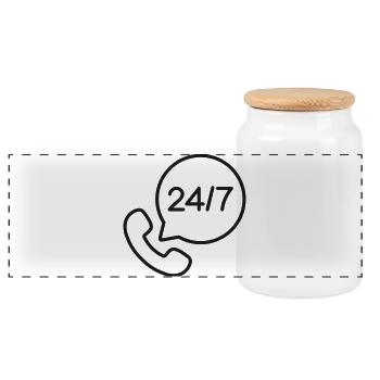 Ligne d’assistance client 24h/24 et 7j/7 Icône Service téléphonique Symb - Boîte à biscuits avec couvercle en bois - blanc - Devant