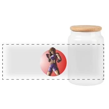 Conception de femmes de fitness combattante MMA - Boîte à biscuits avec couvercle en bois - blanc - Devant