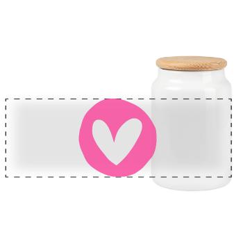 Rosy Heart Emblem on Circular Pink Field - Panoramic Cookie Jar with Wooden Lid - white - Front