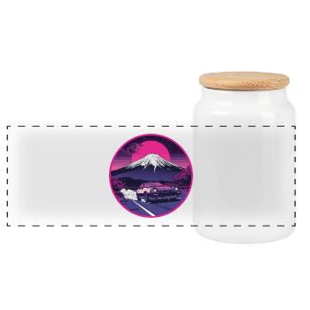 Retro 80er JDM AE86 Fuji Dragon Emblem - Panorama Keksdose mit Holzdeckel - Weiß - Vorne