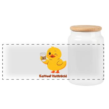 Ente Kaffee Natuerlich - Panorama Keksdose mit Holzdeckel - Weiß - Vorne