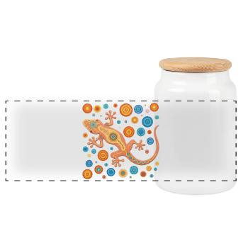 Gecko orange dans un style mosaïque coloré - Boîte à biscuits avec couvercle en bois - blanc - Devant