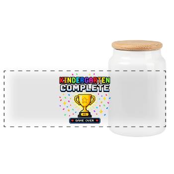Kindergarten Complete Cup 8-Bit – Conception de jeux - Boîte à biscuits avec couvercle en bois - blanc - Devant