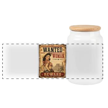 wanted_woman - Boîte à biscuits avec couvercle en bois - blanc - Devant