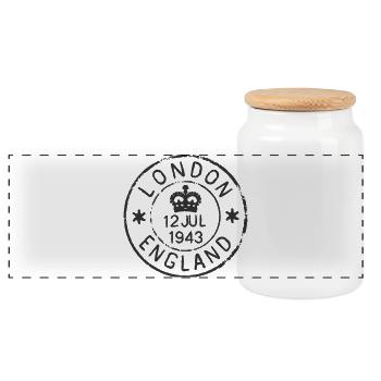 Londres, Angleterre, ligne vintage de timbre postal Se - Boîte à biscuits avec couvercle en bois - blanc - Devant