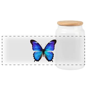 Azure Monarch Wingprint - Panoramic Cookie Jar with Wooden Lid - white - Front