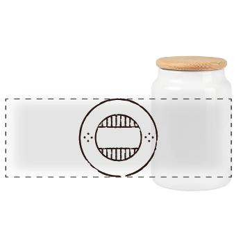 Empty Vintage Postage Stamp Frame Custom Text Temp - Panoramic Cookie Jar with Wooden Lid - white - Front