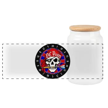 Crâne Pirate sur Dartboard - Boîte à biscuits avec couvercle en bois - blanc - Devant