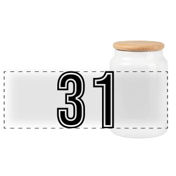 Symbole du chiffre 31 - Boîte à biscuits avec couvercle en bois - blanc - Devant