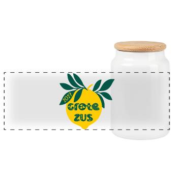 Annonce du bébé 2027 - Boîte à biscuits avec couvercle en bois - blanc - Devant