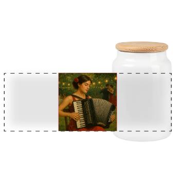 Accordéoniste au festival de danse d’été - Boîte à biscuits avec couvercle en bois - blanc - Devant