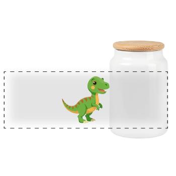 Bébé T-rex - Boîte à biscuits avec couvercle en bois - blanc - Devant