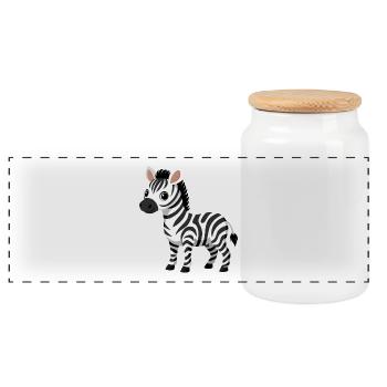 Baby zebra - Panoramic Cookie Jar with Wooden Lid - white - Front