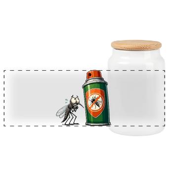 Mosquito vs Spray Can - Panoramic Cookie Jar with Wooden Lid - white - Front