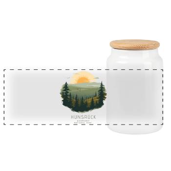 Hunsrück National Park | Vintage Landscape - Panorama Keksdose mit Holzdeckel - Weiß - Vorne