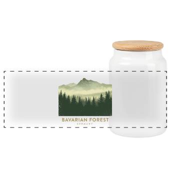 Bavarian Forest | Vintage National Park - Panoramic Cookie Jar with Wooden Lid - white - Front