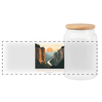 Suisse saxonne | Parc national vintage - Boîte à biscuits avec couvercle en bois - blanc - Devant