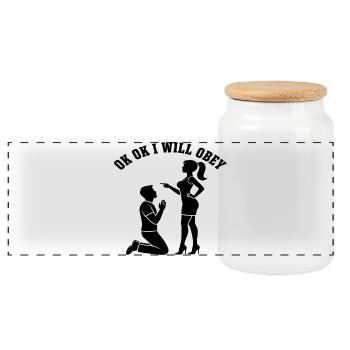 Obéissance de la proposition de mariage à genoux - Boîte à biscuits avec couvercle en bois - blanc - Devant