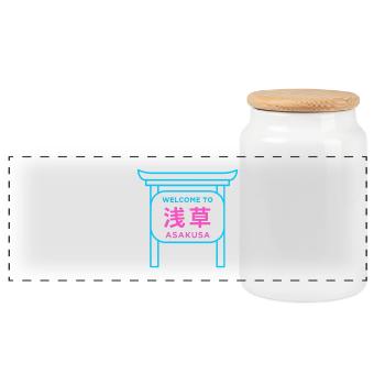 Welcome to Asakusa - Boîte à biscuits avec couvercle en bois - blanc - Devant