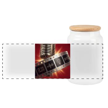 Studio Micro and Film Podcast - Panoramic Cookie Jar with Wooden Lid - white - Front