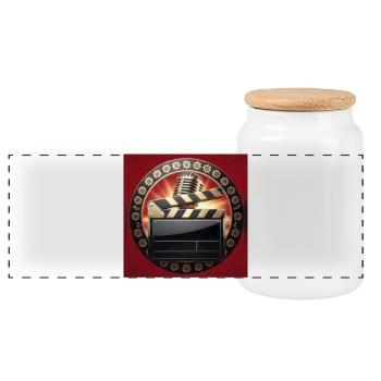 Cinéma rétro clapboard - Boîte à biscuits avec couvercle en bois - blanc - Devant