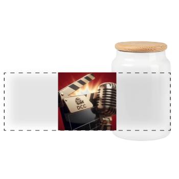 Microphone et Clapboard DCC - Boîte à biscuits avec couvercle en bois - blanc - Devant