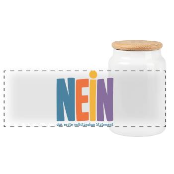 Nein das erste vollstaendige Statement - Panorama Keksdose mit Holzdeckel - Weiß - Vorne